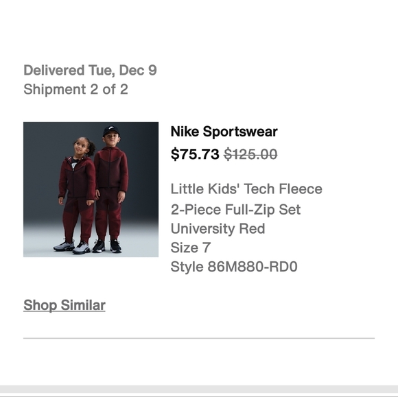 Nike Tech Fleece Tracksuit Little Kids Size 7 - Picture 2 of 2